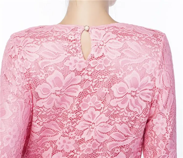 

Dubai Ramadan Islam Lace Dress Muslim Abaya Jilbab Vintage Cocktail Maxi Kaftan Gown O-neck Long Sleeve Elegant Dresses Fashion