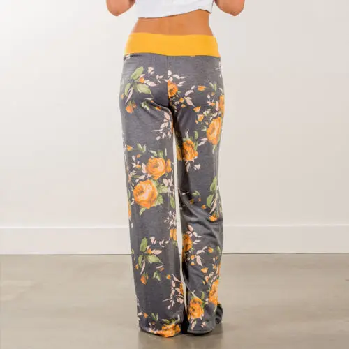 Femmes Boho Pantalon повседневные свободные винтажные большие брюки палаццо женские