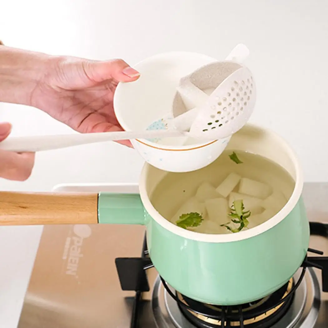 Wheat straw soup spoon colander two-in-one environmental Outdoor tableware hot pot dual-use Colanders &amp Strainers | Спорт и