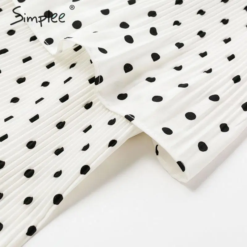 женская белая юбка Simplee в горошек многослойная эластичная миди стрейч с высокой