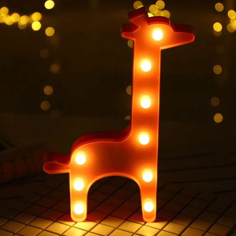 Новинка Светодиодный украшения luminaria-де-меса единорог Фламинго Сердце радуги