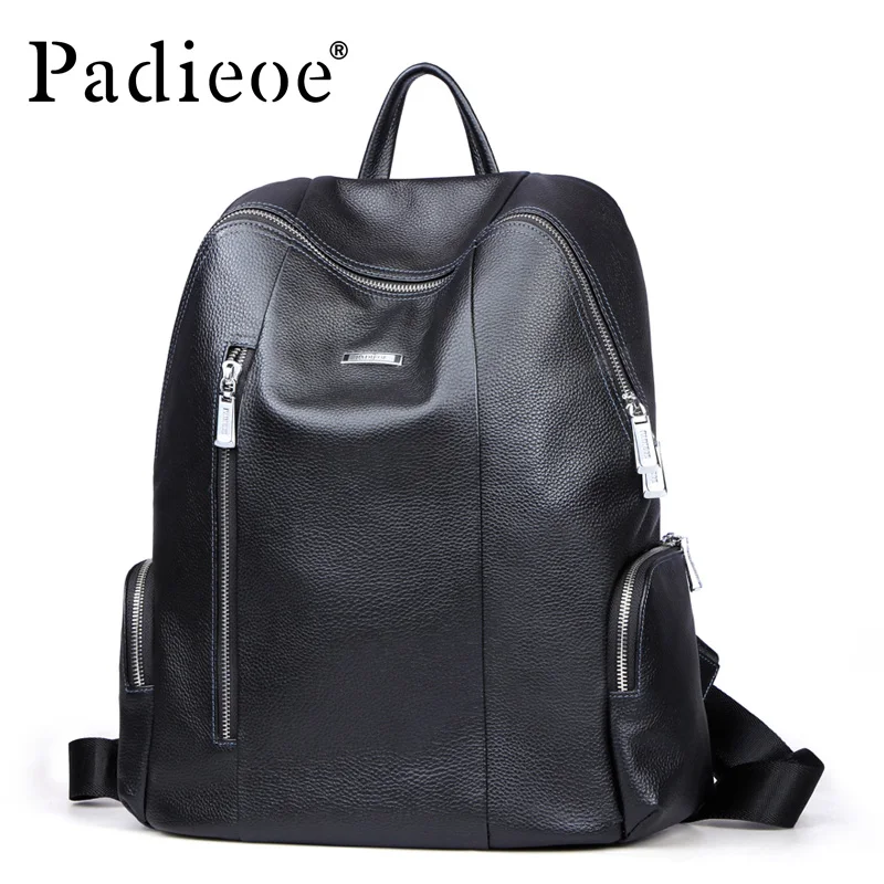 

Padieoe men backpack bookbag mens bag genuine leather luxury college back pack fashion waterproof travel luggage bag laptop