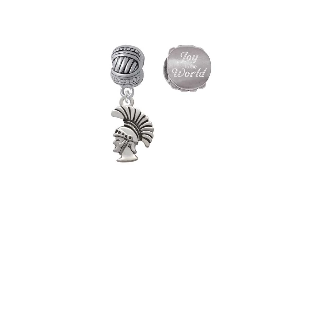 Silvertone Small Trojan - Mascot Joy to the World Charm Beads (Set of 2) |