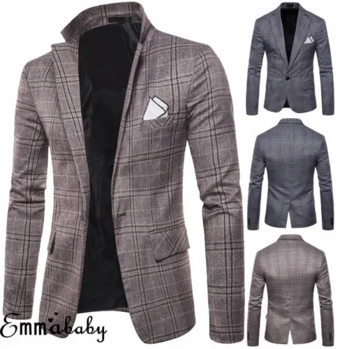 2019 Fashion Men Classic Casual Business Suits Blazer Slim Fit Luxury | Мужская одежда
