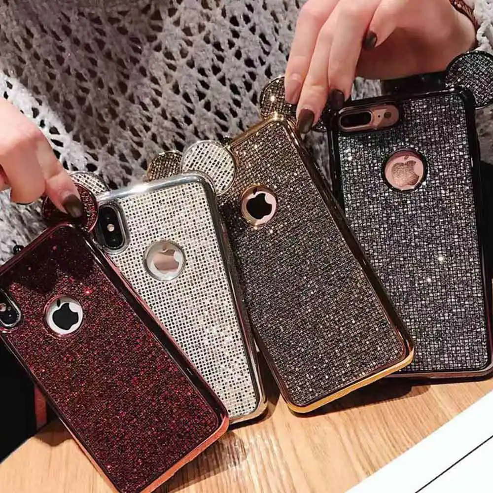 KISSCASE Микки силиконовый чехол для iPhone 7/7 Plus/8 Plus/6 6s Plus/X/XR Чехлы Bling Rabbit XS MAX 5 5S SE