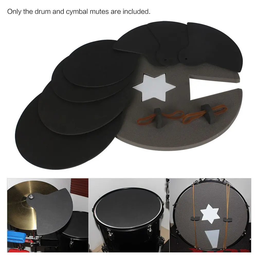 8 шт барабанная установка глушителя тренировочные подушки Mute с Cymbal Mutes высокое