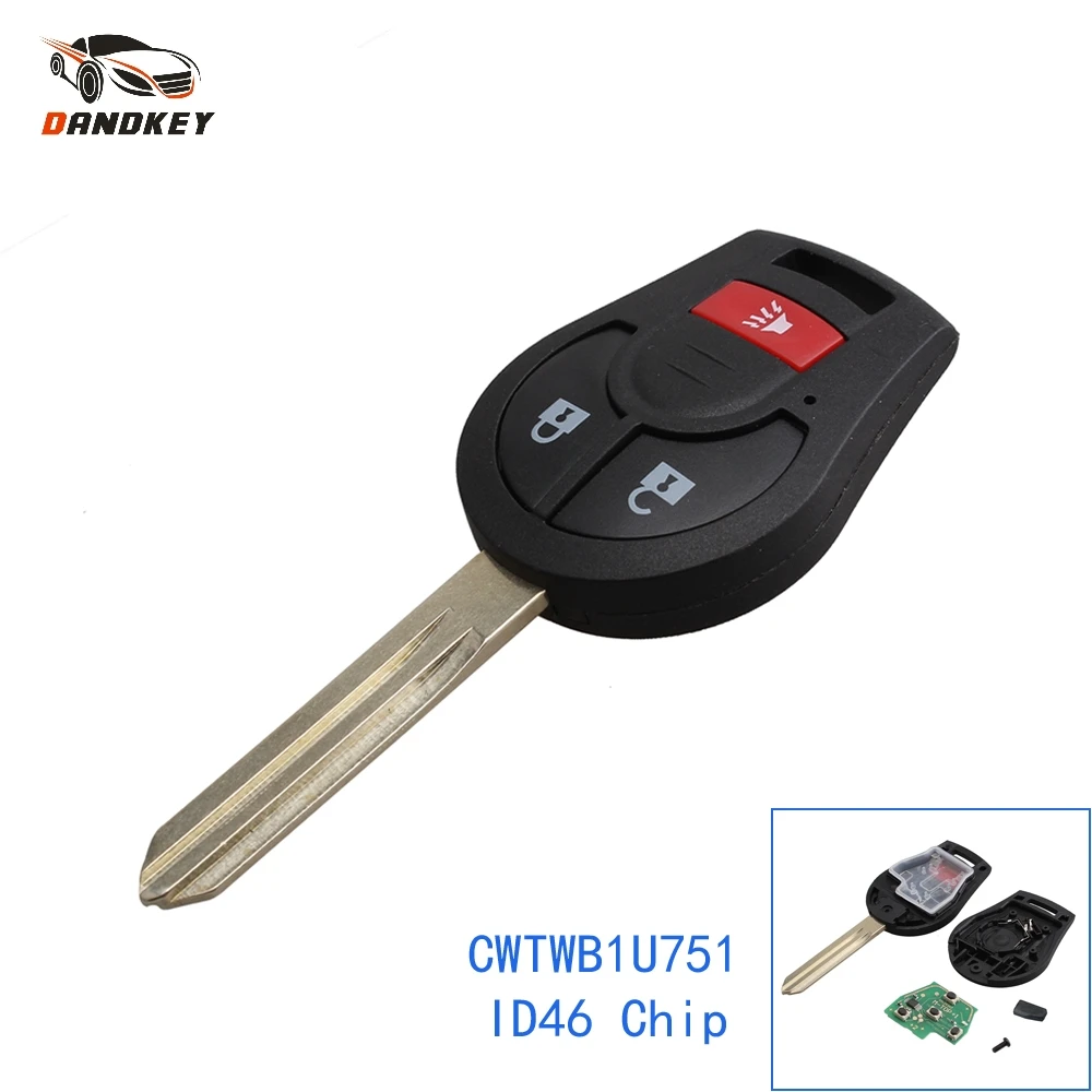 Dandkey CWTWB1U751 с чипом ID46 3 кнопки дистанционного ключа Fob для Nissan Cube 2009 2012 Rogue 2008 2013 Juke