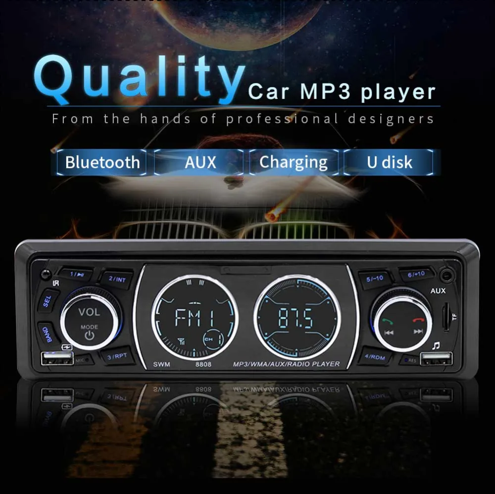 Автомобильный стерео аудио Радио MP3 плеер FM/SD/TF USB AUX вход один 1 Din