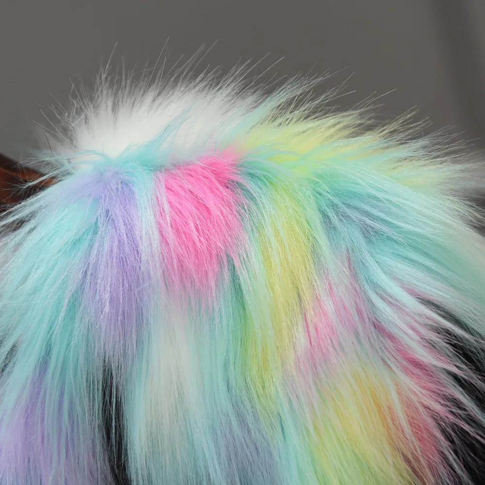 

Furry Fur Coat Women Fluffy Warm Long Sleeve Gradient Color Outerwear Autumn Winter Coat Jacket Hairy Collarless Overcoat