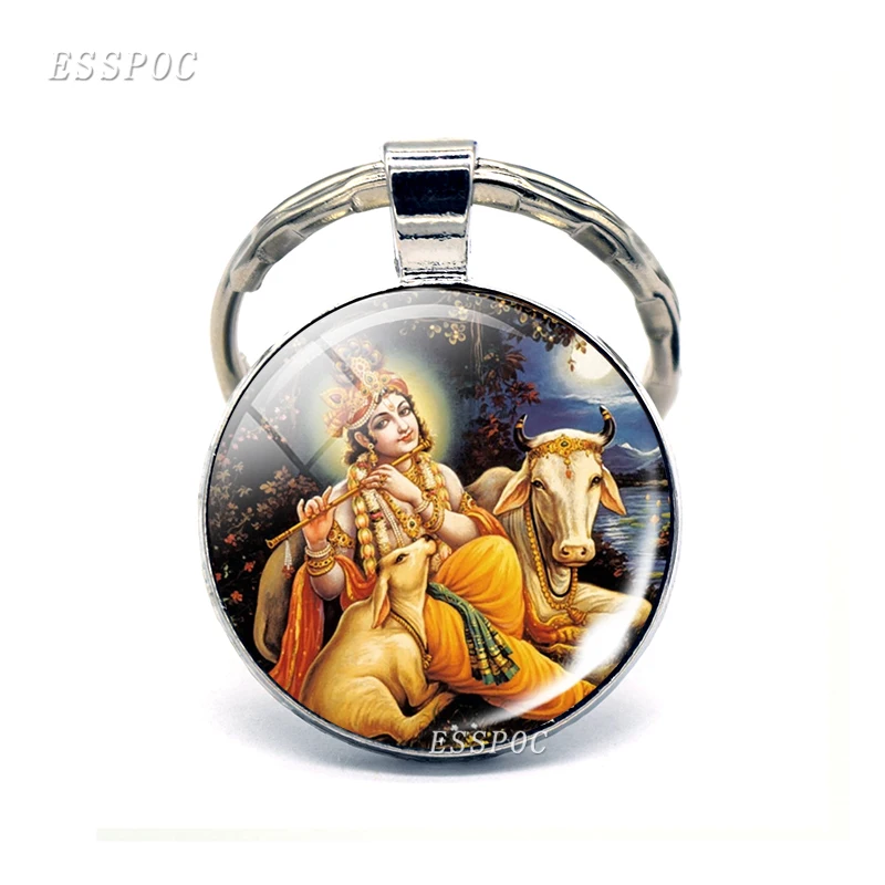 Hinduism Shiva Buddha Ganesha Keychain God Durga Vishnu Lakshmi Amulet Om Yoga стеклянный кабошон для кулона Key Chian