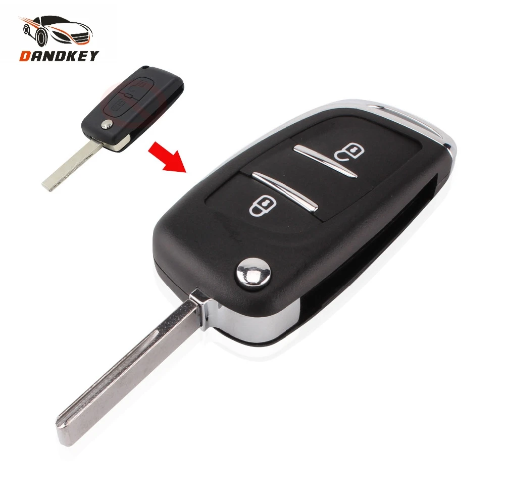 Dandkey 2 кнопочный откидной складной чехол для автомобильного ключа Citroen C2 C3 C4 C5 C6 C8
