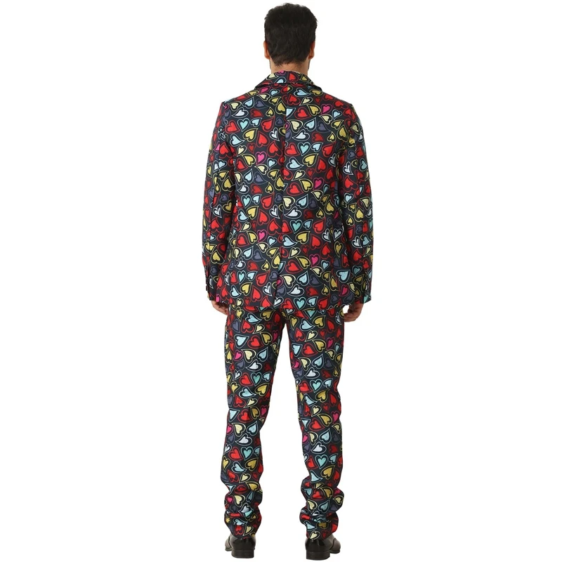 Стильный мужской костюм на День святого Валентина с сердечками для взрослых