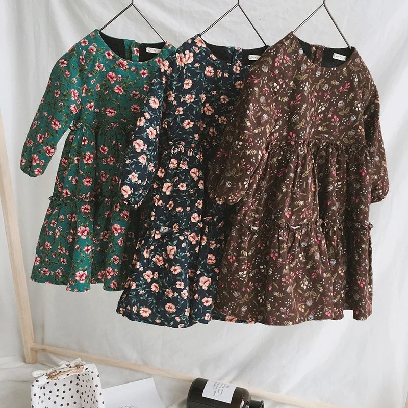 Зимнее платье для девочек с модным принтом бархатные платья маленьких