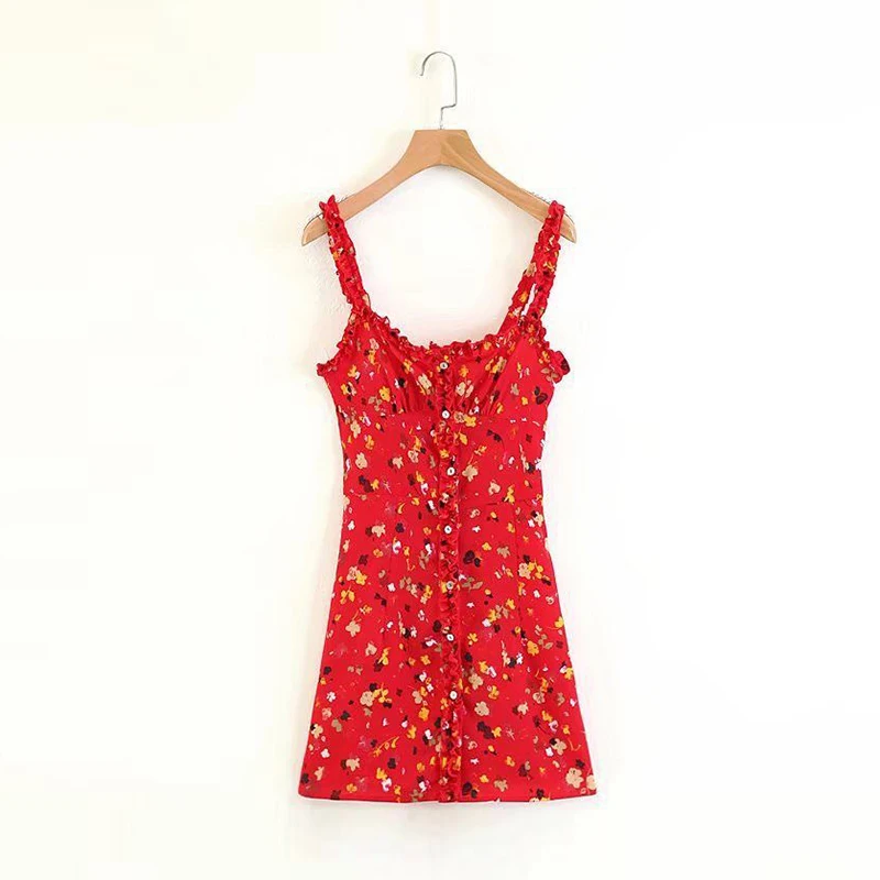 Sexy Womens Summer Floral Spaghetti Straps Ruffle Party Short Mini Dress Hot | Женская одежда