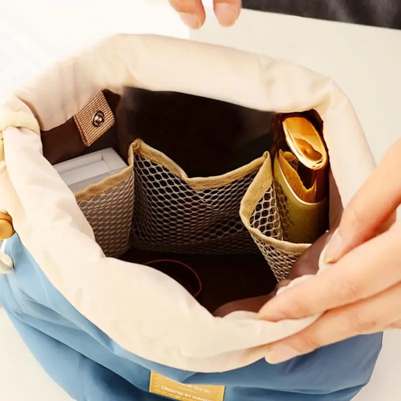 Новое поступление женские портативные косметические сумки Drawstring Pouch Bucket Shaped Makeup
