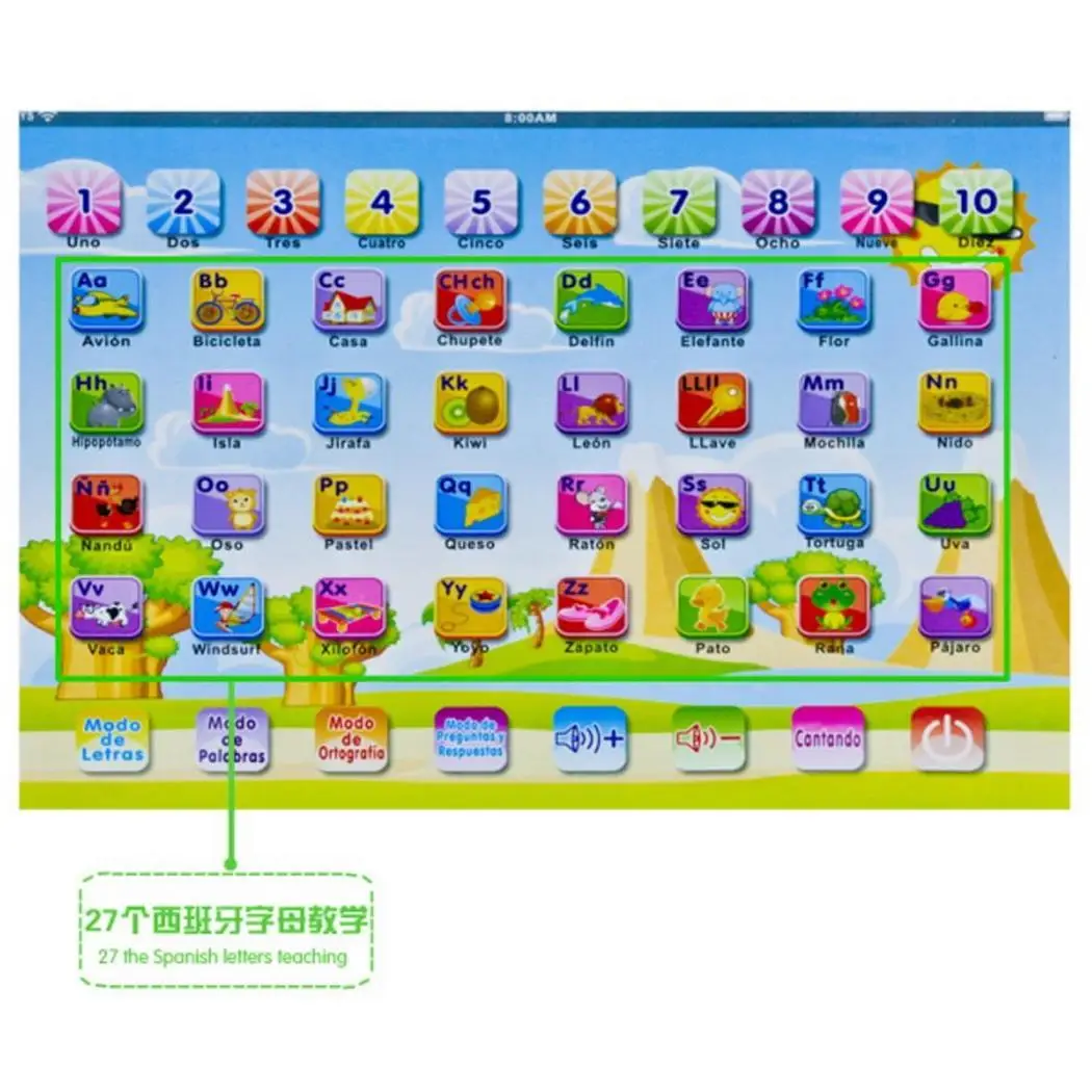 Kids Early Education Point Read Touch Tablet Spanish Alphabet Learning Machine Portable gently press to operate Unisex | Игрушки и хобби