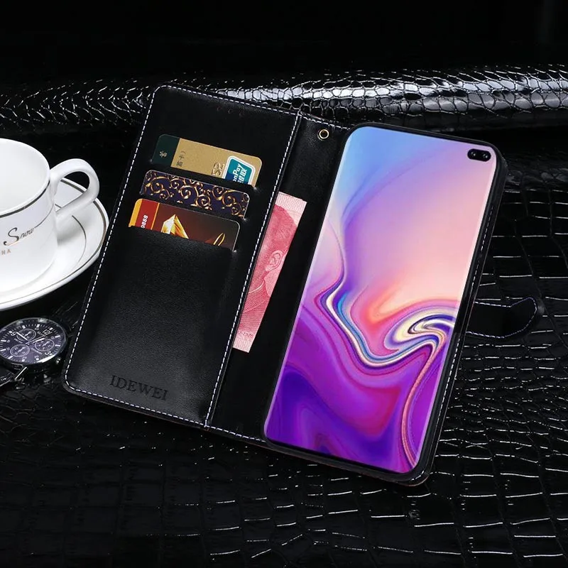 Флип-чехол для Samsung S10 кожаный чехол-бумажник Plus Lite с держателем карт Черный