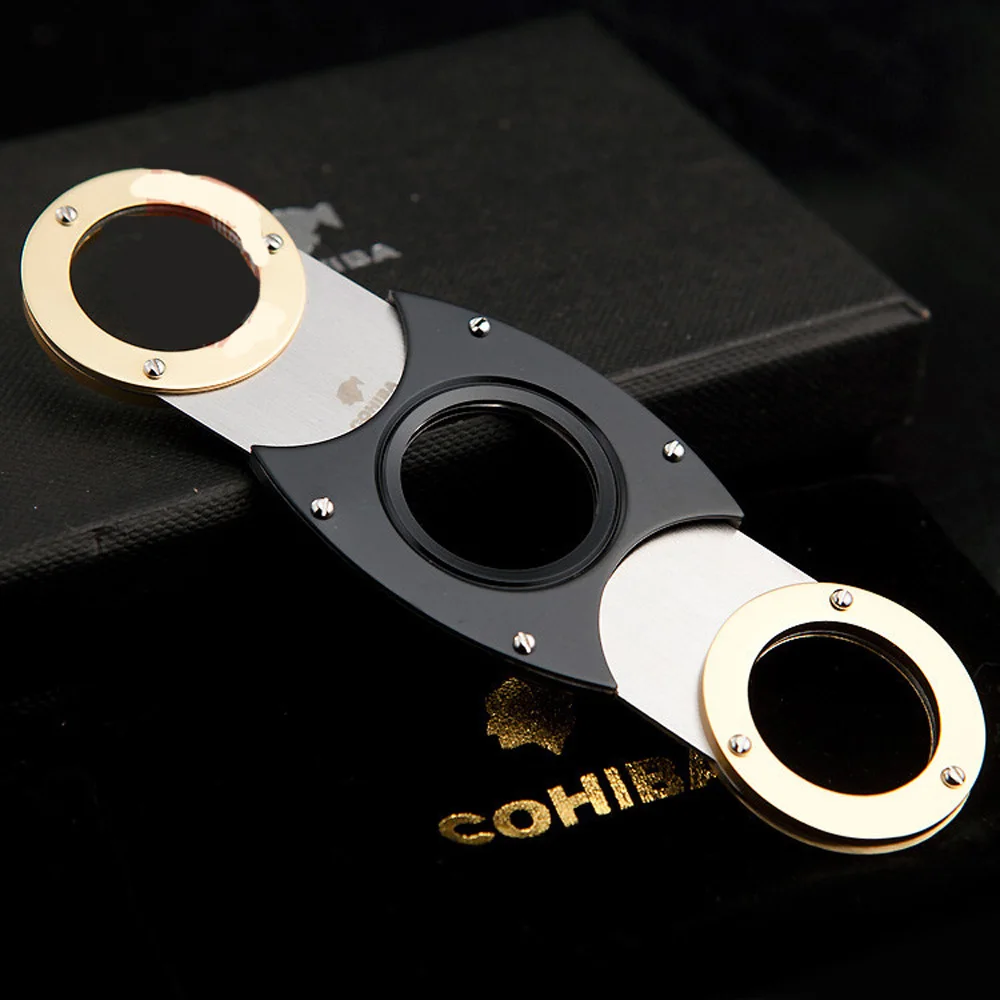 COHIBA сигаретный резак с двойными лезвиями из нержавеющей стали карманный гаджет