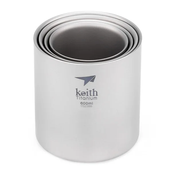 Keith Ti3501 Двойная Стенка титановая кружка чашка 4 шт. Сверхлегкий экологичный