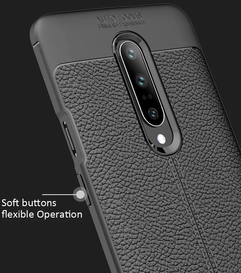 Кожаный чехол с текстурой Личи для Oneplus 7 7T Pro матовый Мягкий силиконовый из ТПУ |