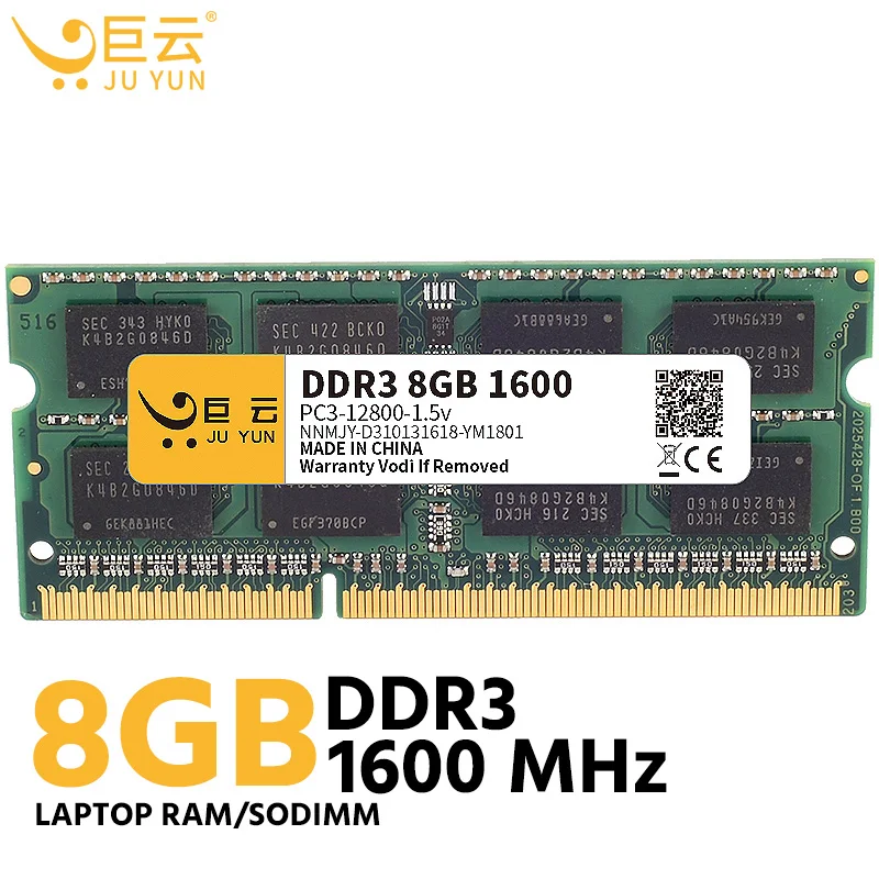 Ju Yun DDR3 8GB 1600MHz RAM память ноутбука 1066 1333 MHz ноутбук компьютер совместимый 2GB 4GB