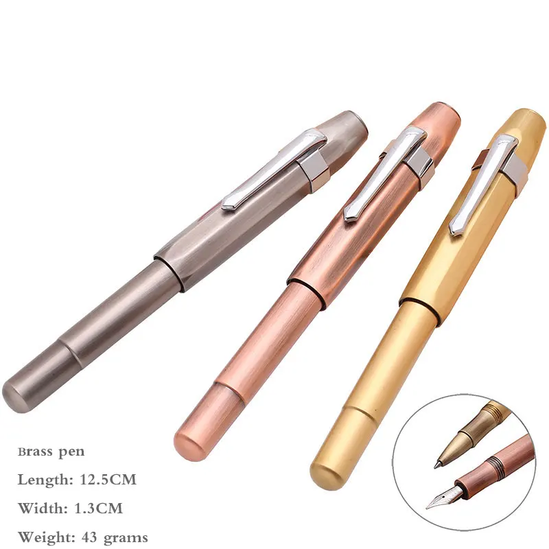 Vintage Brass Fountain Penoctagonal Pure CopperTraveler Business Gift Pen Office School Student Men's | Канцтовары для офиса и