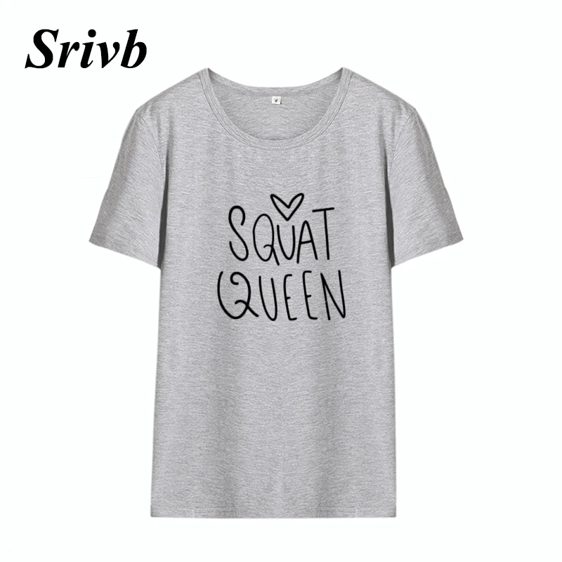 Srivb Squat Queen 2018 летние женские Топы Kawaii черно-белая хлопковая футболка с коротким