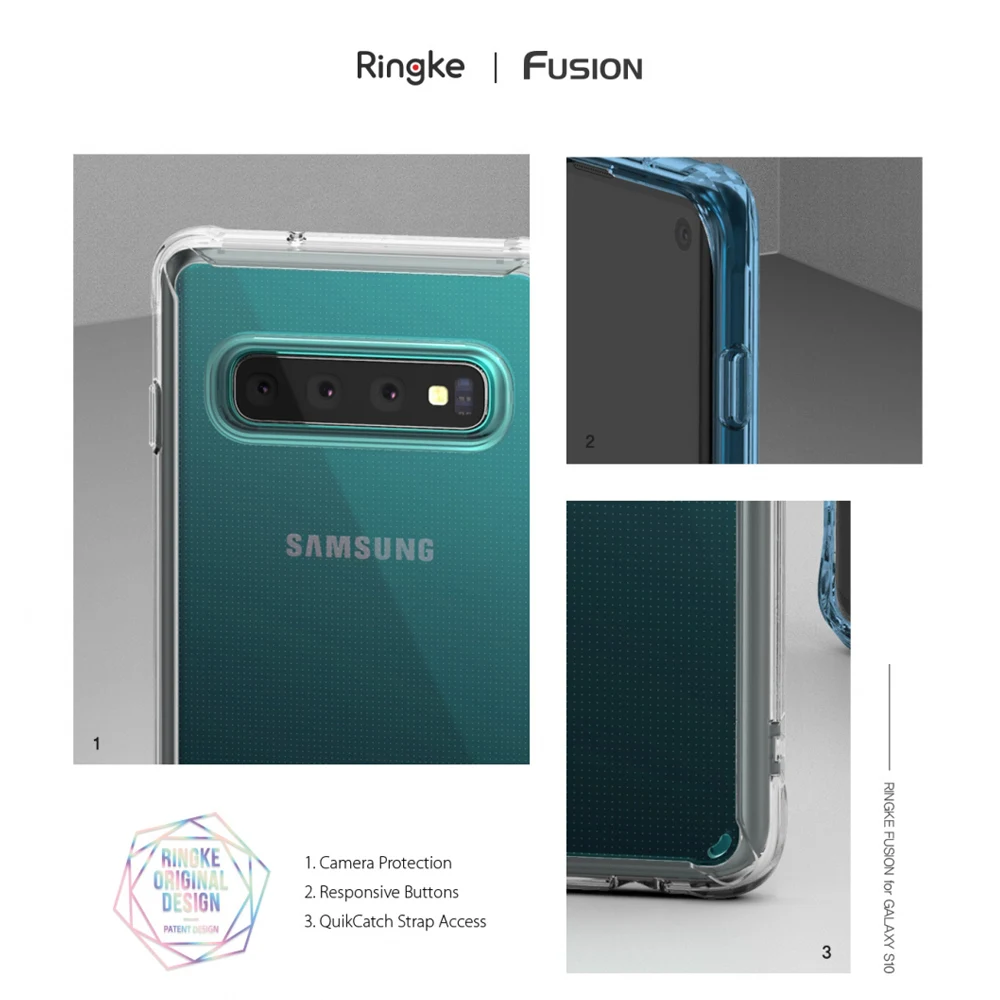 Силиконовый чехол Ringke Fusion для Galaxy S10 Plus гибкий ТПУ и прозрачный жесткий Гибридный
