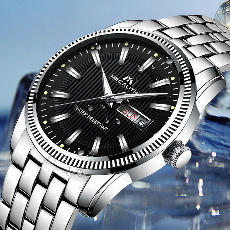 MEGALITH Новые мужские модные часы Montre Homme наручные Мужские Аналоговые календарные