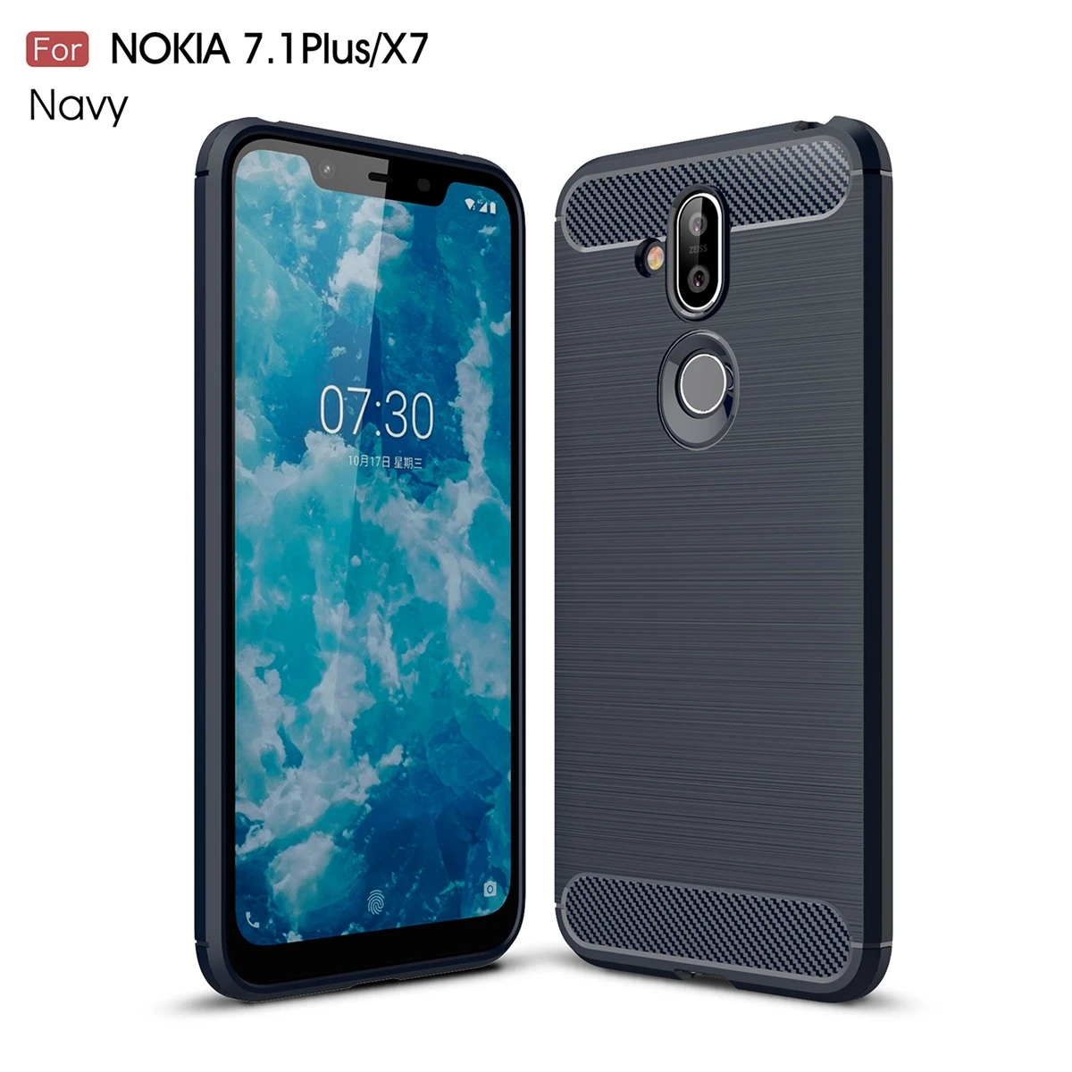 CASEWIN For Nokia 8.1 7.1 Plus (Nokia X7) Back Case Slim Carbon Fiber Phone Anti-Scratch Protective Cover |