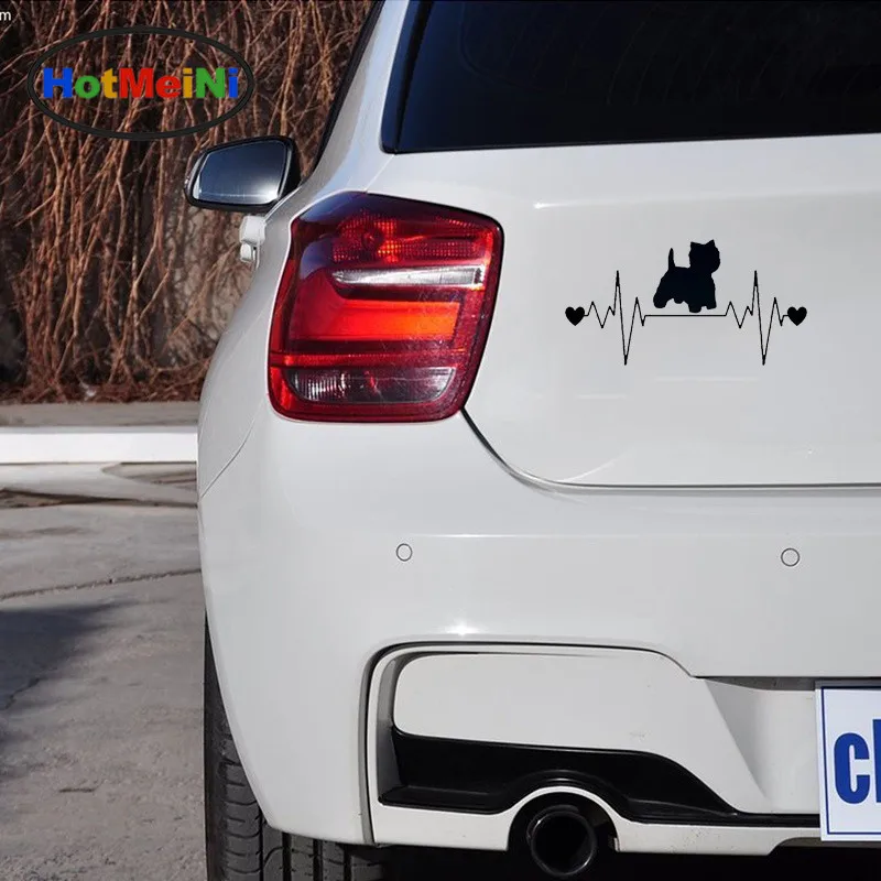 HotMeiNi Westie Dog Heartbeat Lifeline виниловая наклейка стильные автомобильные наклейки