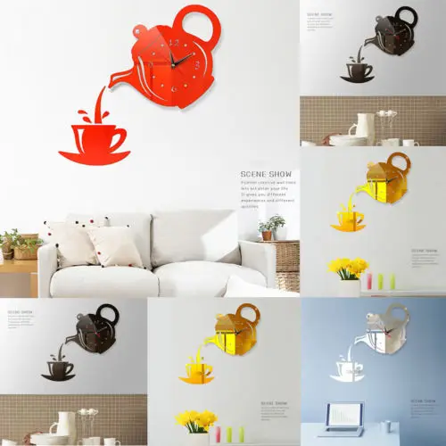 Small Acrylic Modern DIY Wall Clock 3D Mirror Surface Sticker Home Office Decor | Дом и сад