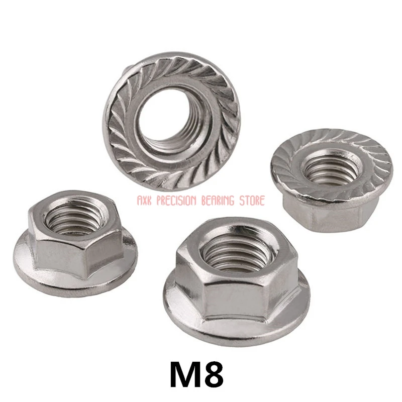 

2021 Real Nylon Screws Plastic Spacer 50pcs/lot Metric Thread Din6923 M8 304 Stainless Steel Hex Flange Nut Hexagon With A2-70