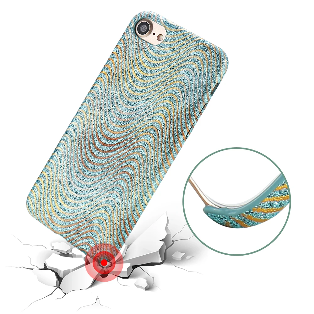 Kisscase Украшение Блеск чехол для телефона pc iPhone 7 7plus мода волнистым узором iphone 8 Plus