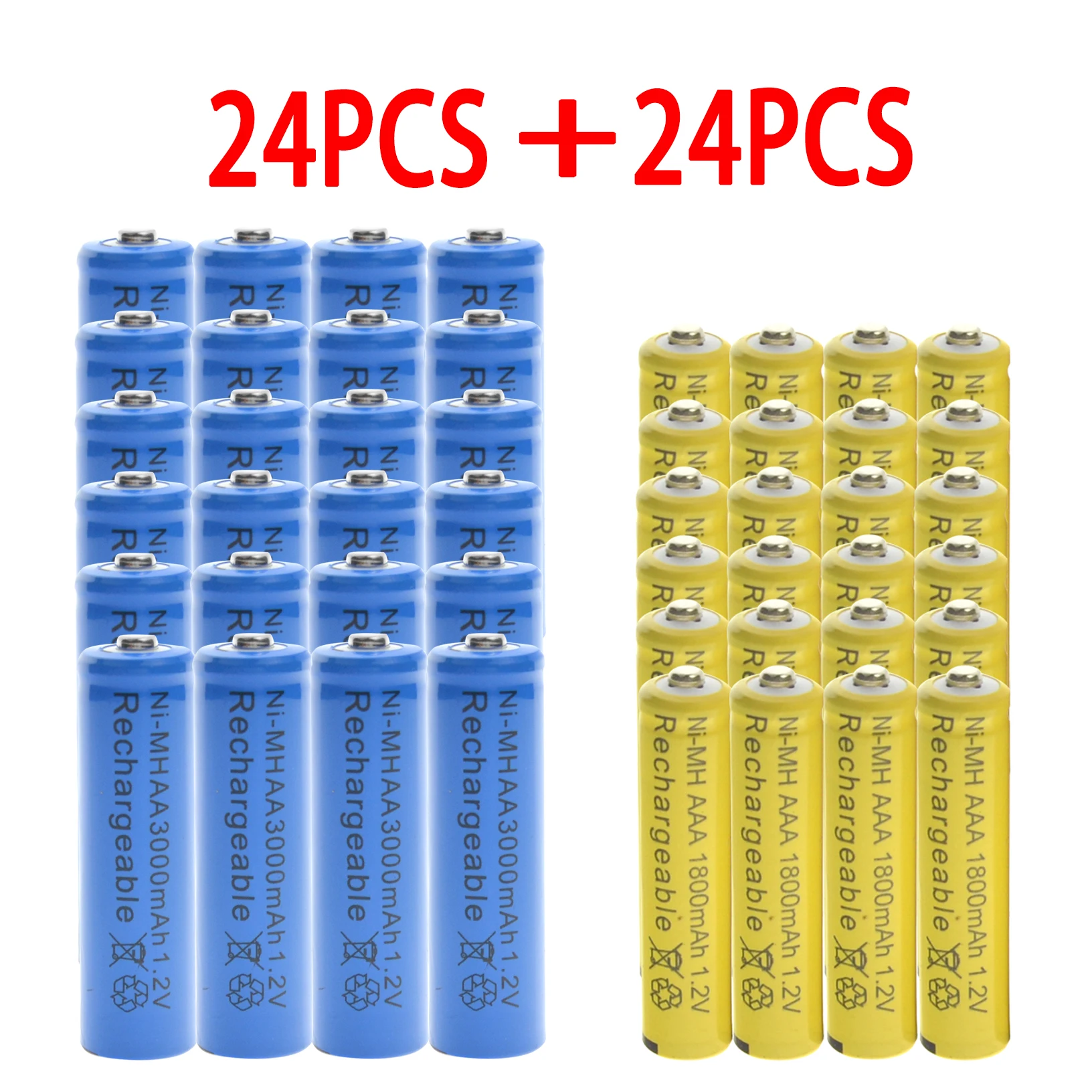 1 24 шт синий AA 3000mAh + желтый AAA 1800mAh NiMH аккумуляторная батарея RC MP3
