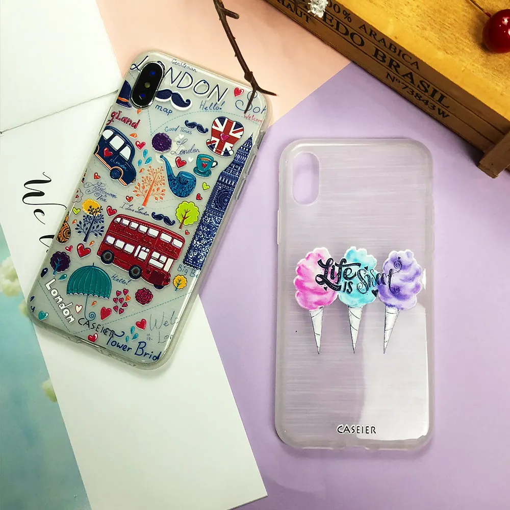 Чехол CASEIER для iPhone 7 8 Plus мягкий силиконовый чехол X XS MAX XR 6S 6 5S SE Модный |