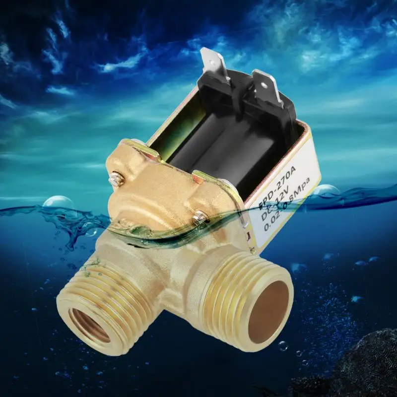 Горячая DC 12V DN15 G1/2 Латунь Электромагнитный клапан нормально закрытый воды