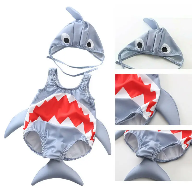 2 шт одежда для малышей девочек купальный костюм мальчика 3D акула Костюм
