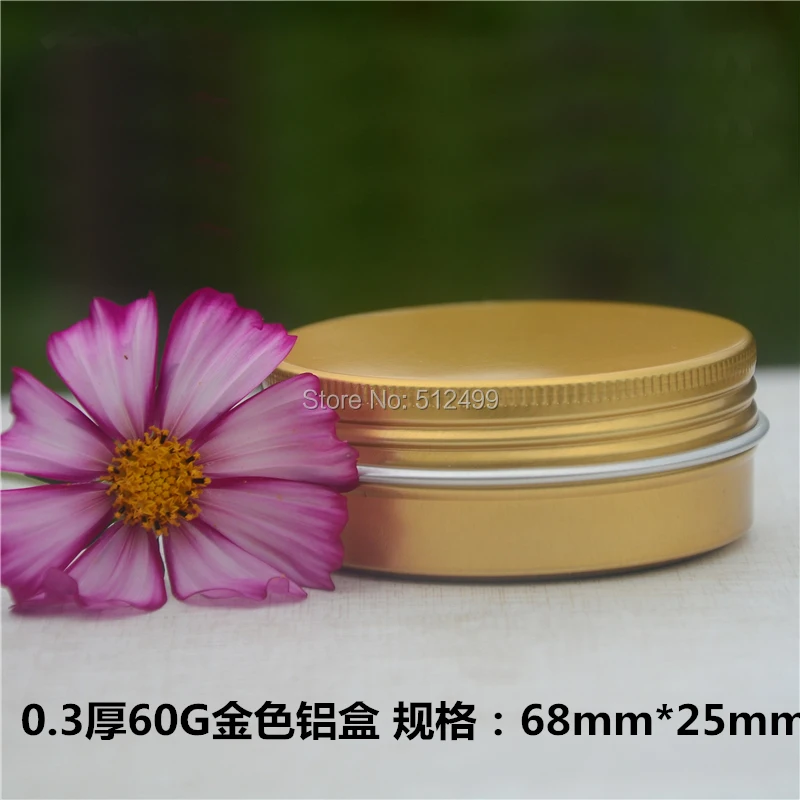 60g refillable box gold empty round aluminum metal tin cans golden bottle 60ml cosmetic cream DIY jar Aluminum Lipstick Pot | Красота и