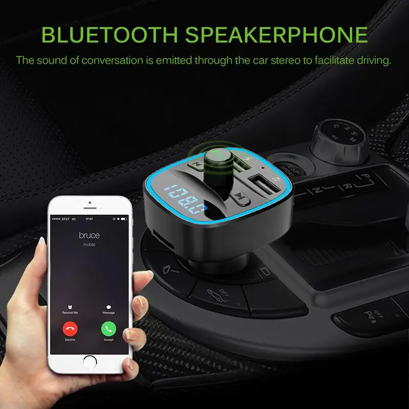 Onever FM модулятор 5V2.4A fm передатчик с двумя usb портами автомобильное зарядное