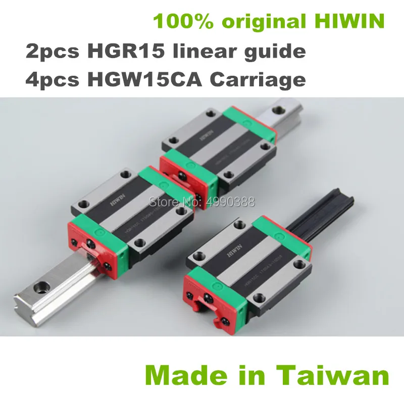 Линейная направляющая Hiwin HGR15 100% оригинал, 2 шт. длиной от 350 мм до 850 мм + 4 блока HGW15CC HGH15 для ЧПУ.