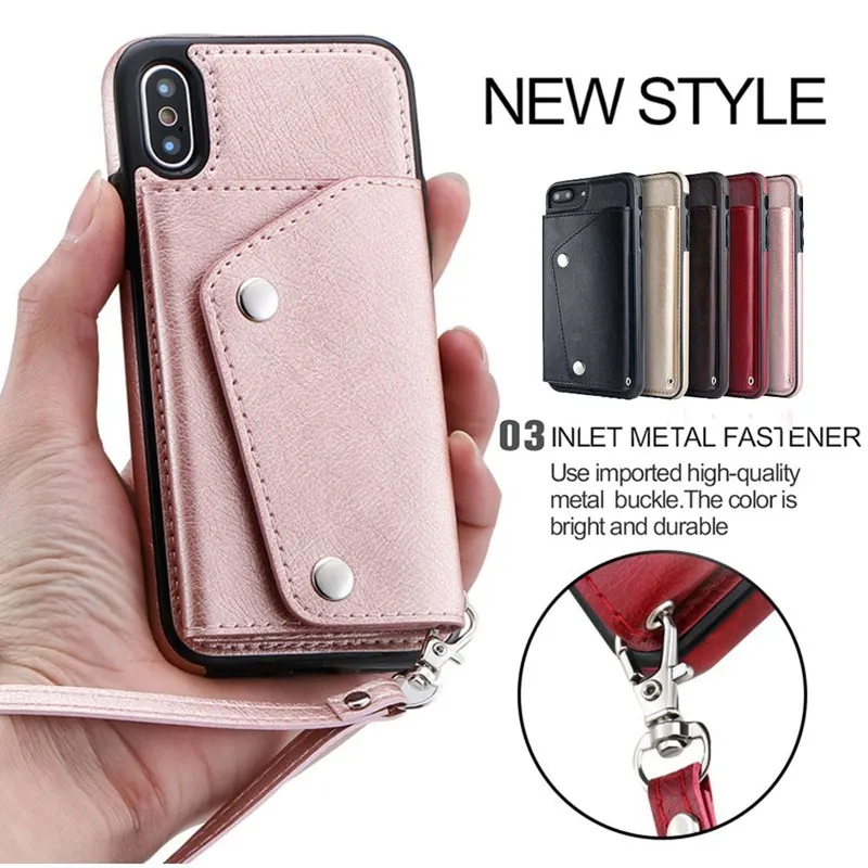 KISSCASE Leather Phone Case For iPhone Xs Max 6 6S 7 8 Plus XR X Cover Flip Wallet Key Bag Card Holder With Lanyard Capas | Мобильные