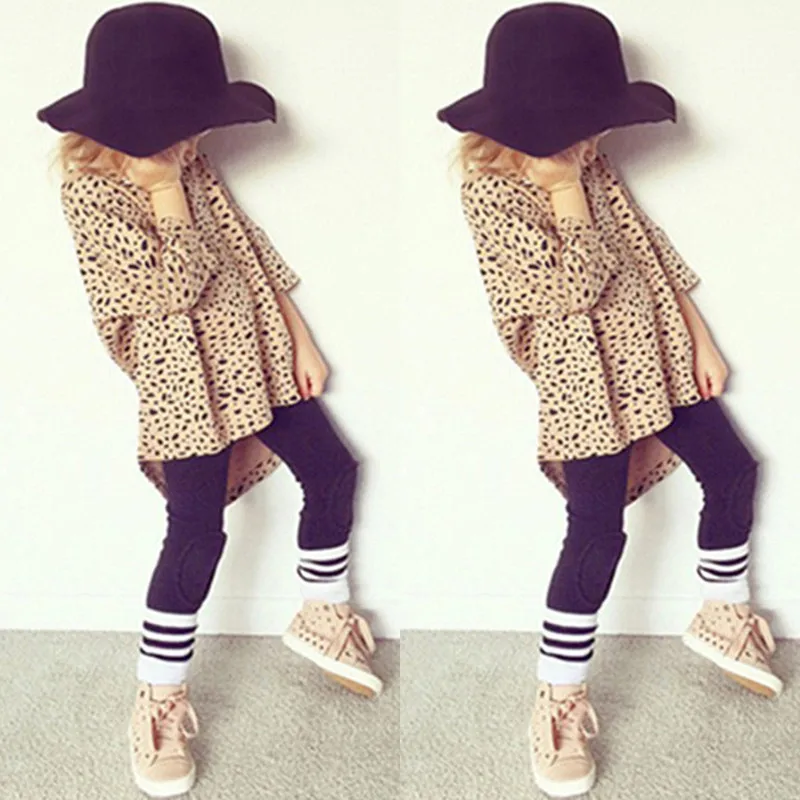Novetly Toddler Infant Kid Baby Girl Leopard Dresses O-Neck Three Quarter Sleeve Tops Party Dress Casual Summer Clothes | Детская одежда