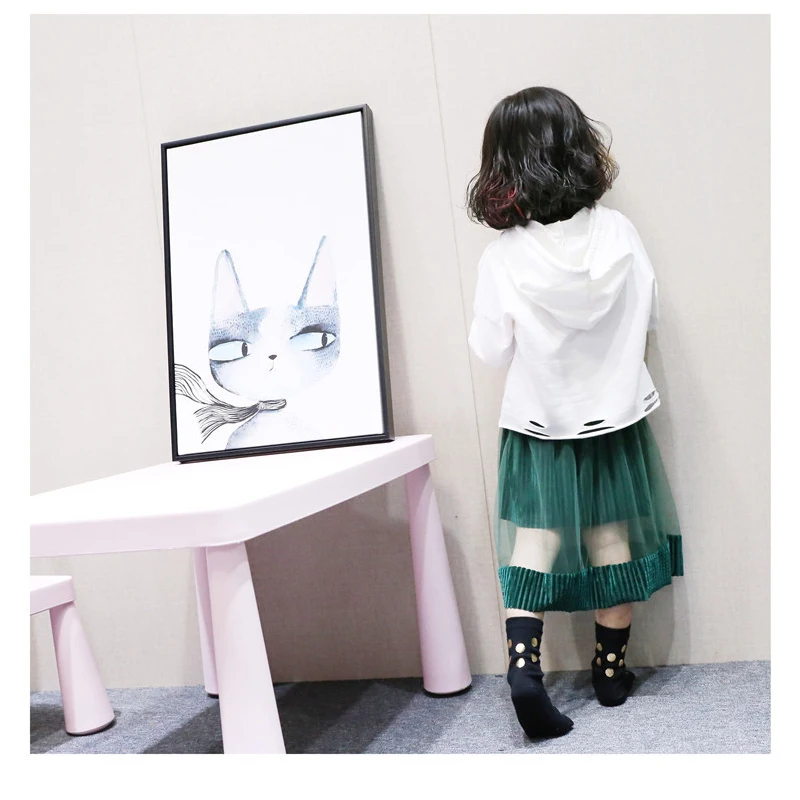 Зеленый бархат Длинная юбка из тюля для девочек модные сезон весна лето Пят Юбка