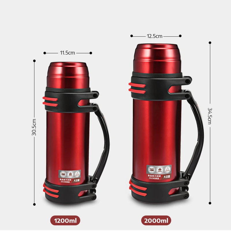 2L/1.2L Термос Термосы изолированные термос кружка из нержавеющей стали кофе на