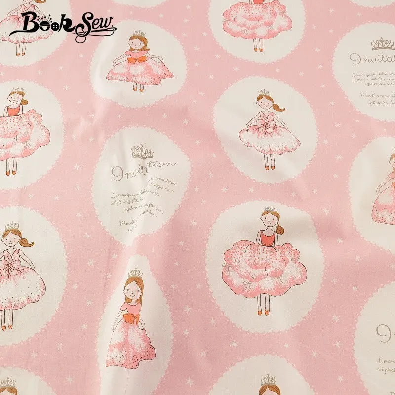 Вышитая ткань Booksew из 100% хлопка саржевая с рисунком принцессы мультфильма Tissu Tecido