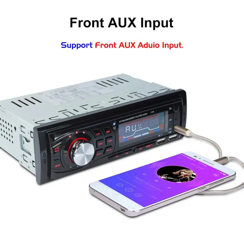 Универсальный автомобильный Bluetooth плеер mp3 с двумя USB портами SD картой FM радио AUX