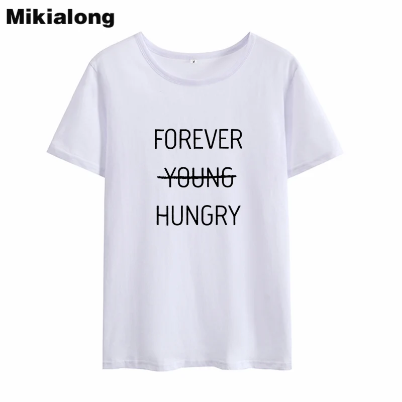 Футболка Mikialong с надписью Forever Young голодная женская летняя футболка черная