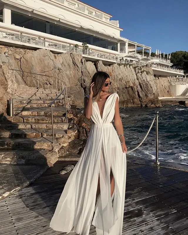 Летняя одежда для женщин пляжное платье 2019 свободные халат longue femme белое