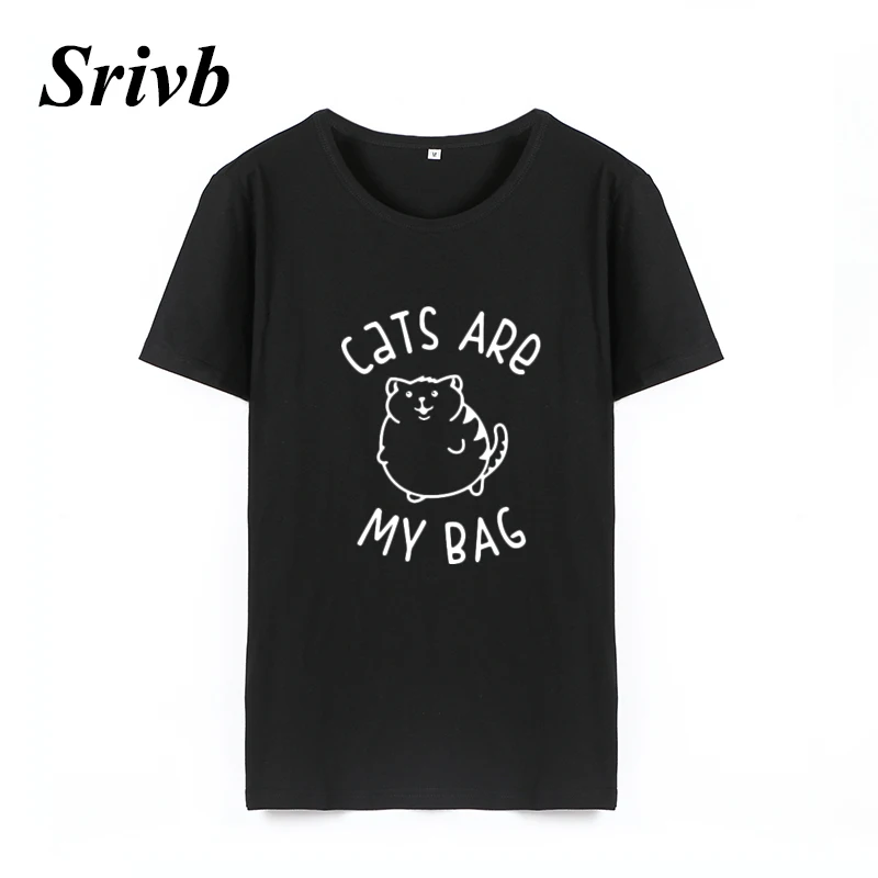 Женские хипстерские футболки Srivb Cats Are My Bag Harajuku Kawaii большие размеры свободная